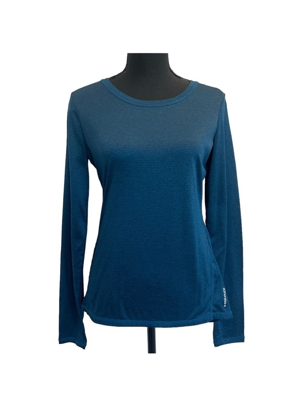 Head blue micro stripe long sleeve crew neck T-shirt Sz S